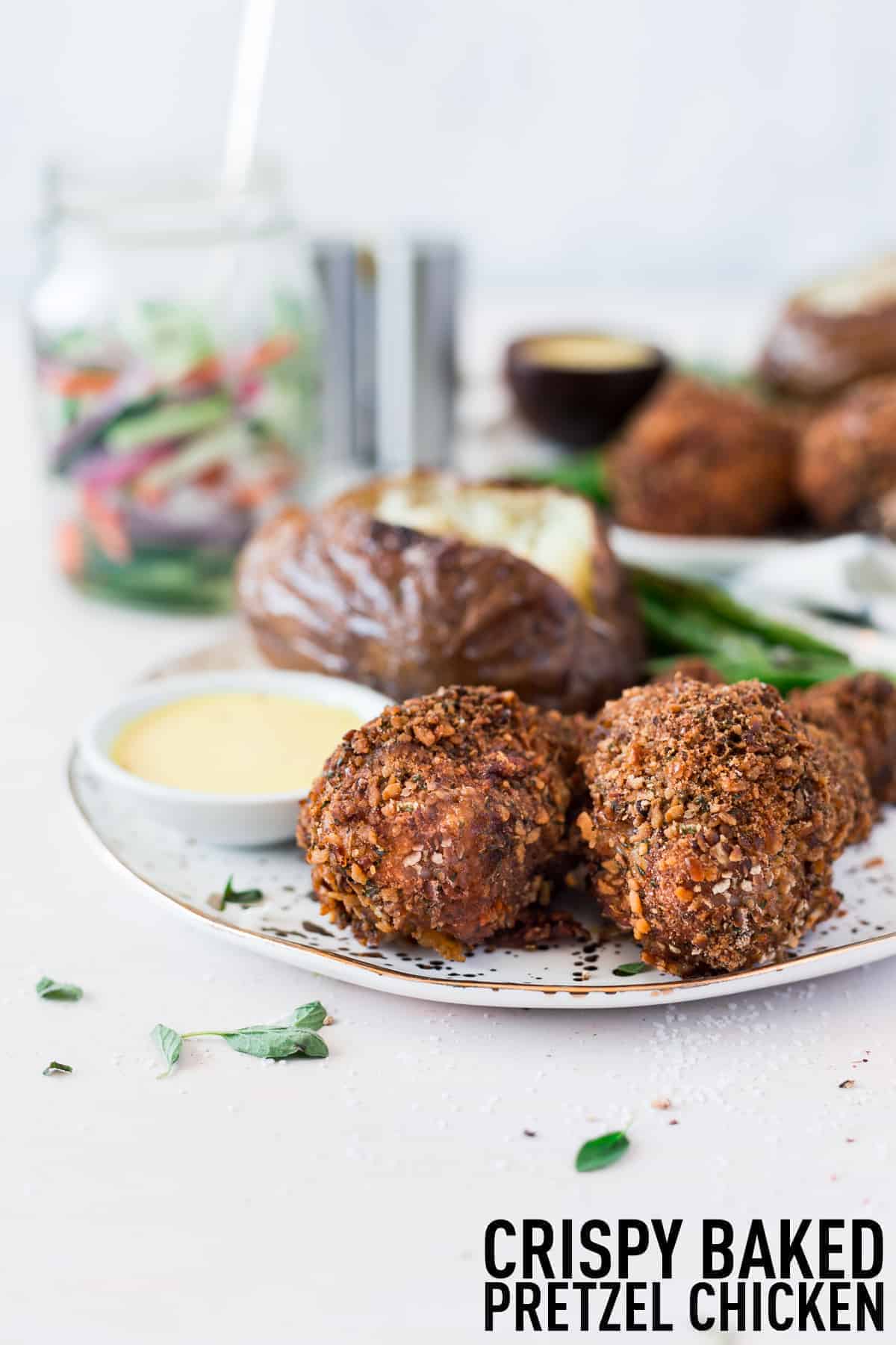 Delicious crispy baked chicken drumsticks made with a homemade pretzel and spices coating which makes the crispiest chicken legs on the block, no frying needed! 