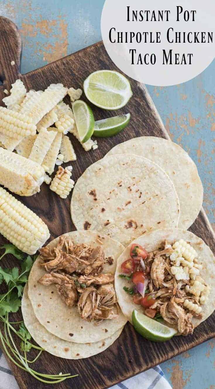 Instant Pot Chipotle Chicken Taco Meat is made with just a few simple ingredients but packs tons of flavor and is done in about 25 minutes.