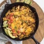 Pan of chicken enchilada casserole