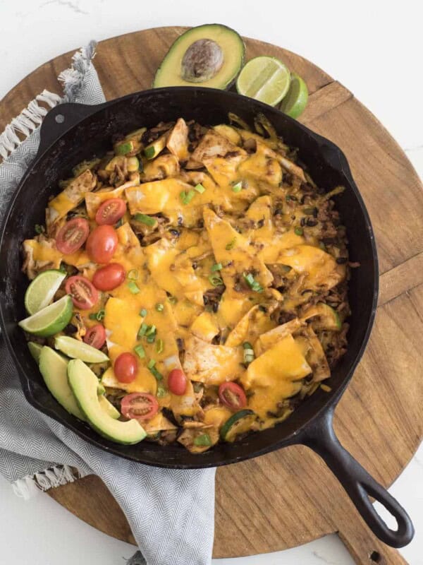 Pan of chicken enchilada casserole