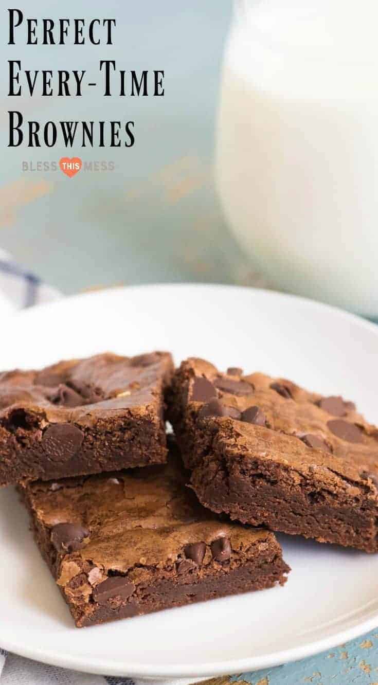 Classic brownie recipe that turns out every time, is not too rich, is perfectly fudgy, and can be made your own with all kind of mix-in's. 