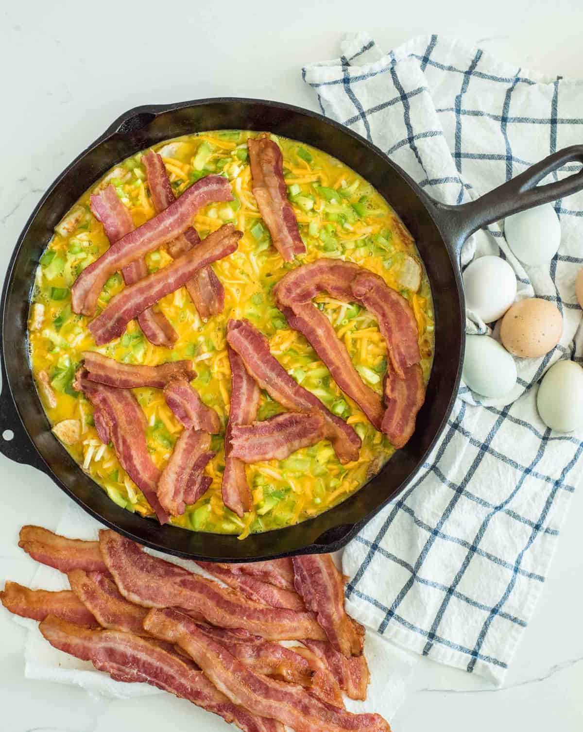 Cheesy Bacon and Roasted Potato Egg Casserole — Bless this Mess
