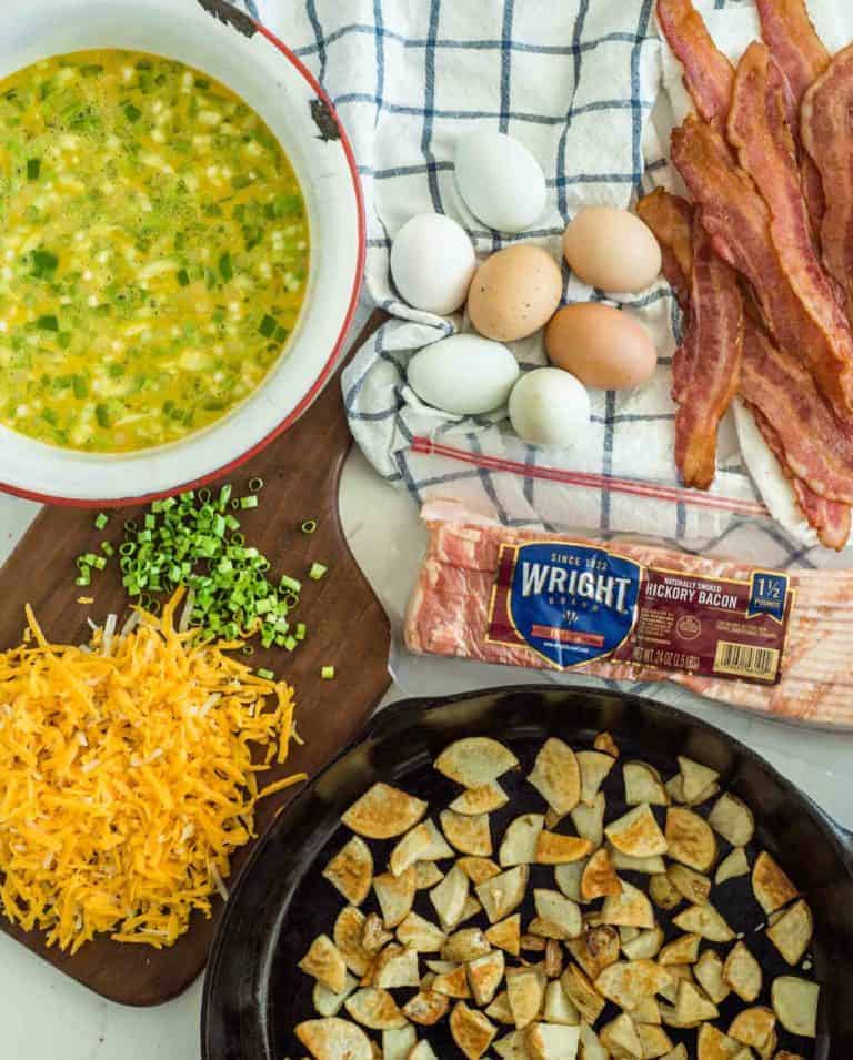 Cheesy Bacon and Roasted Potato Egg Casserole — Bless this Mess