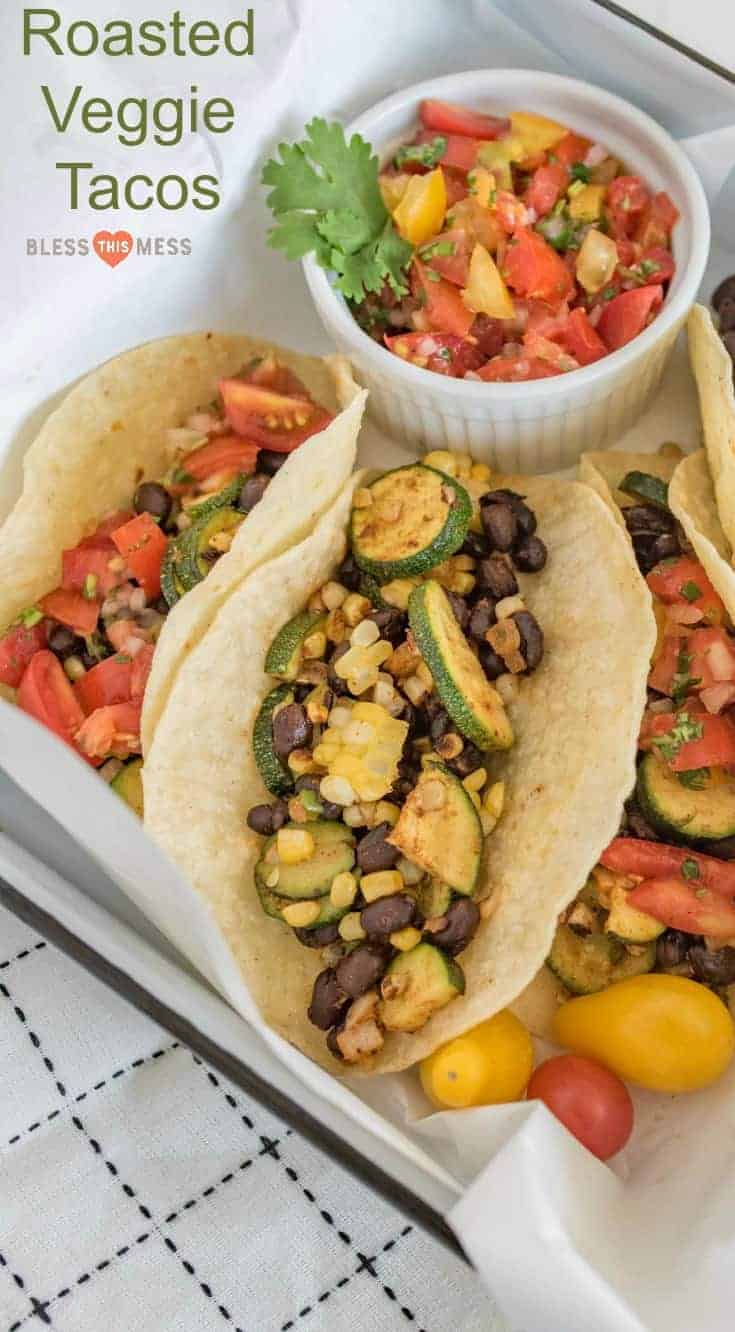 Quick and easy 20 Minute Roasted Zucchini, Corn, and Black Bean Tacos are loaded with flavor, baked in the oven, and the whole family will love them!