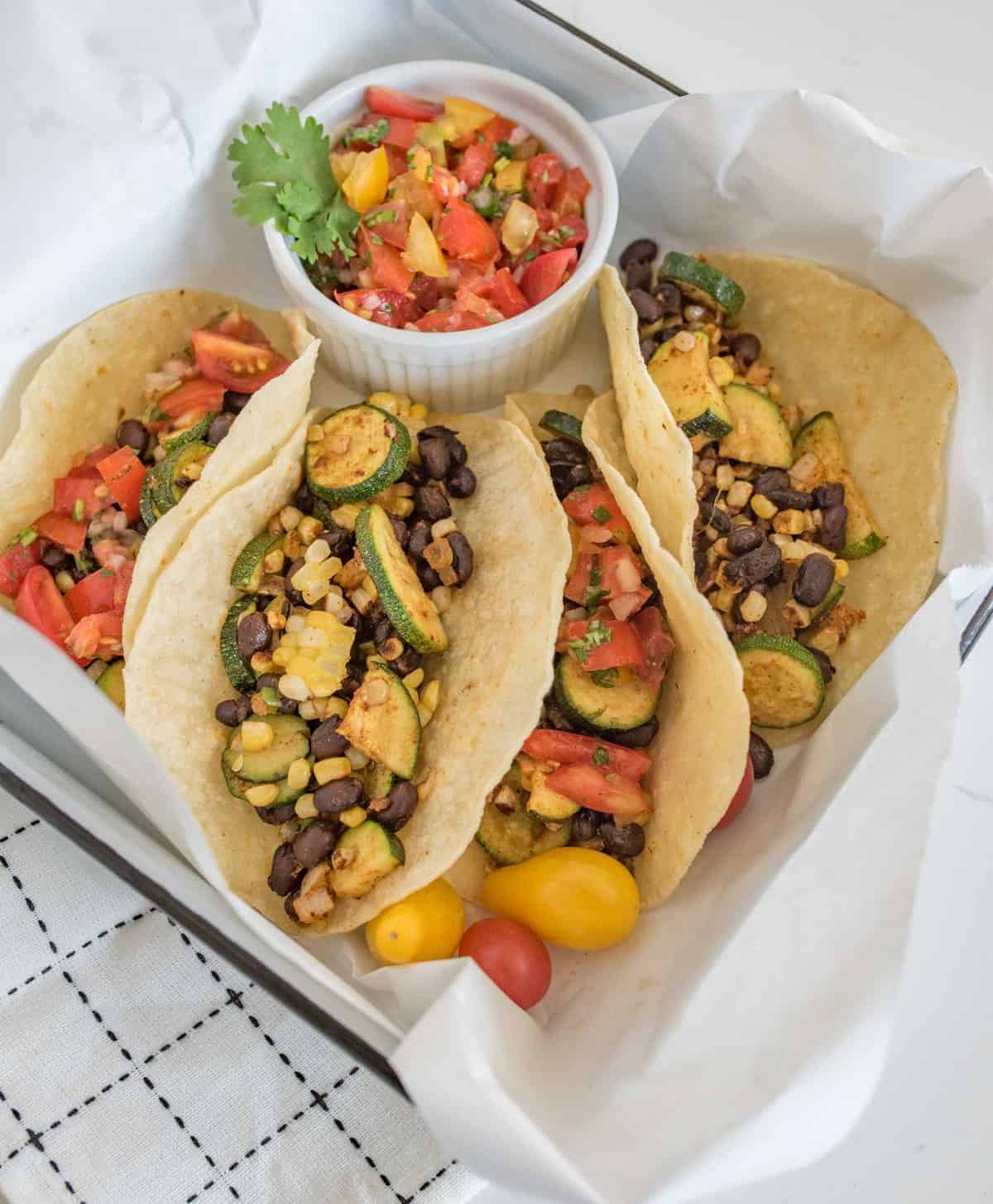 Image of Roasted Zucchini, Corn & Black Bean Tacos