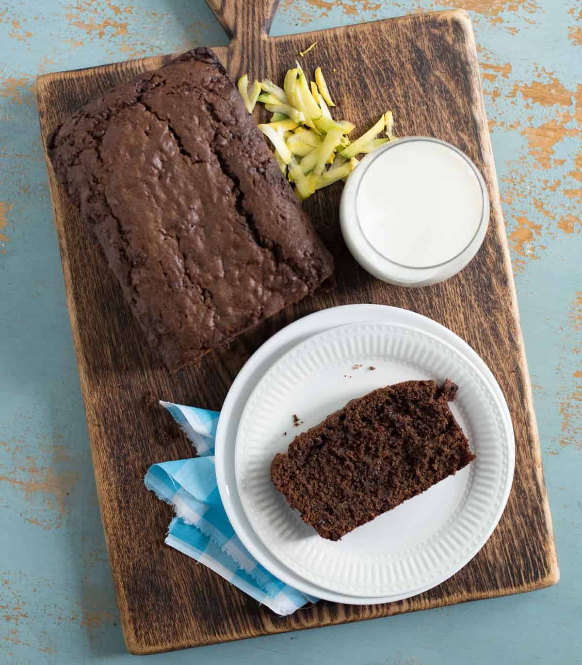 Chocolate zucchini bread that is rich, moist, and perfectly sweet with the addition of chocolate chips for good measure.
