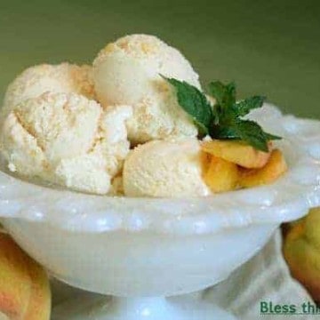 Fresh Peach Ice Cream made with peaches right off the tree, heavy cream, sugar, and vanilla is easy, simple, and delicious.