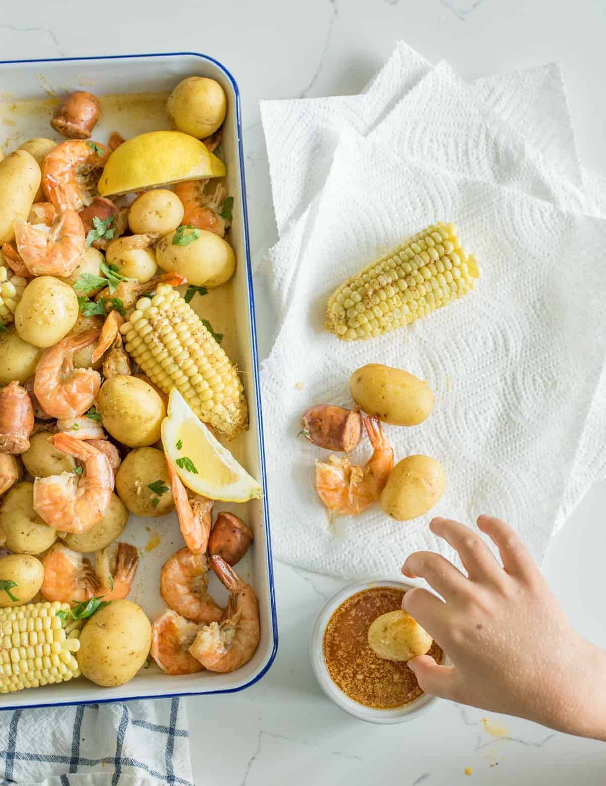 Quick and easy Instant Pot Shrimp Boil made with potatoes, corn, shrimp, sausage and just a few simple seasonings.