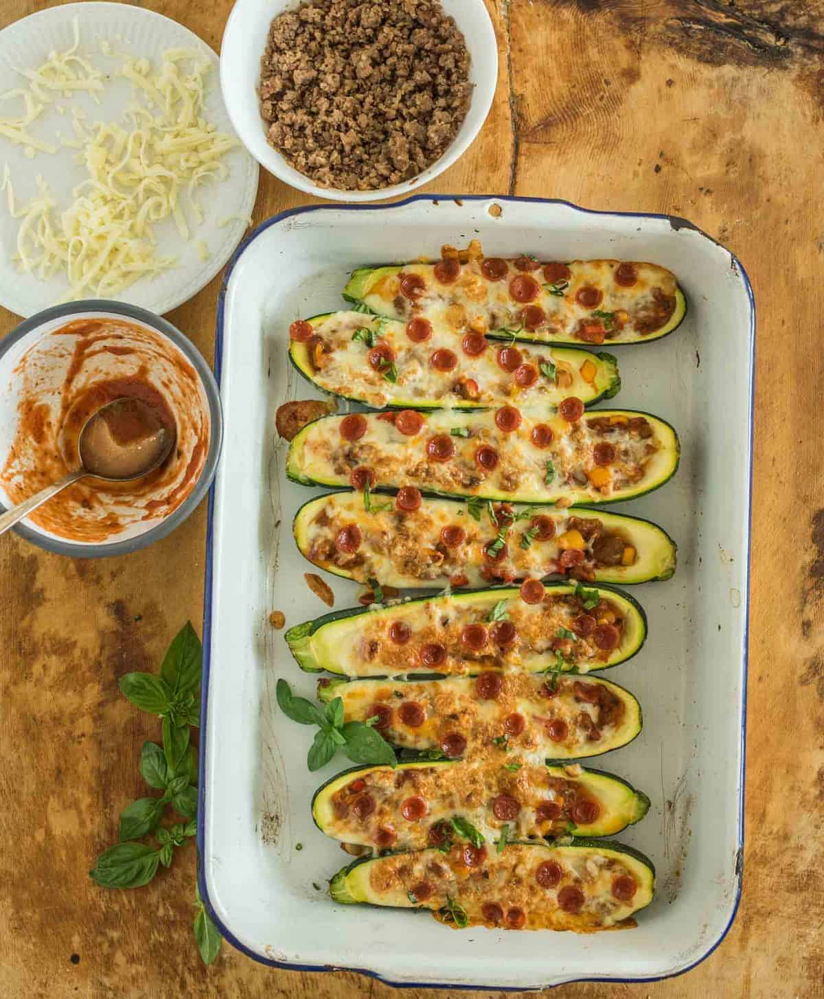 Supreme Pizza Stuffed Zucchini | A Healthy Zucchini Boat-Pizza Recipe