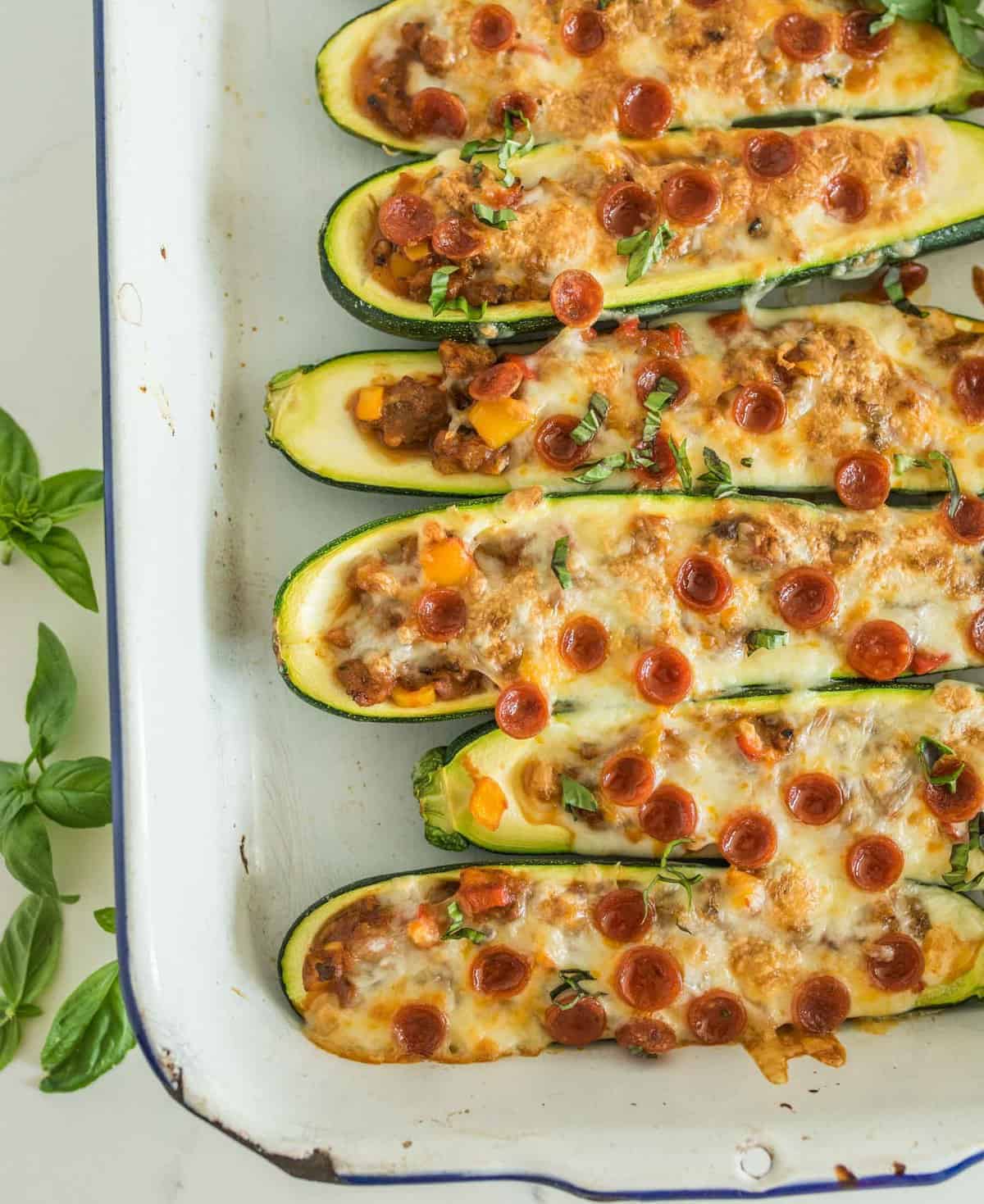 Image of Supreme Pizza Stuffed Zucchini