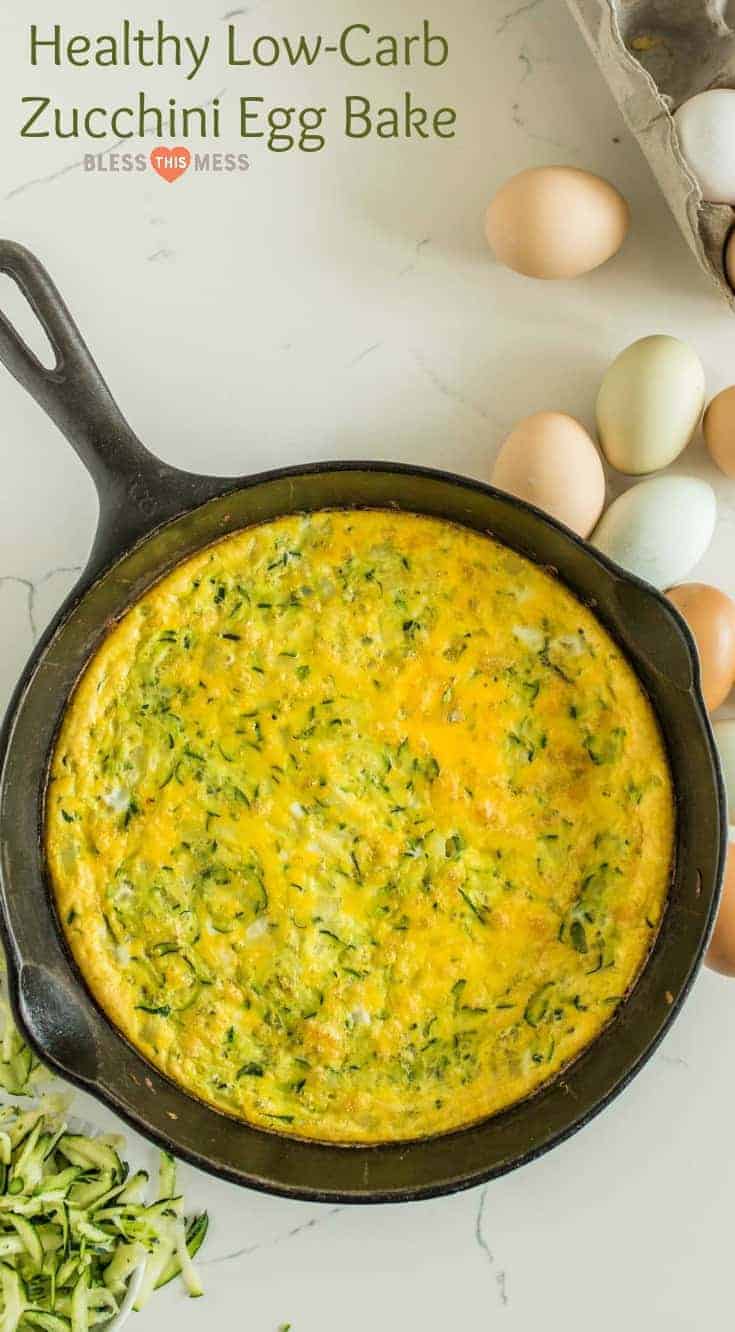 Healthy easy zucchini egg bake recipe is made with 3 ingredients, can be customized to your liking, reheats well, and is a great option to prep ahead. 