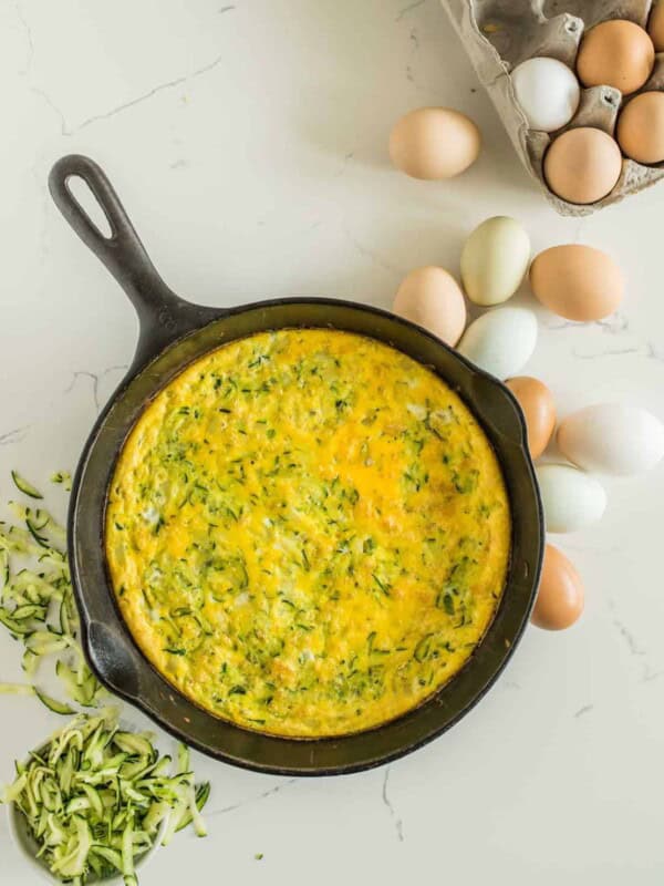 Pan of zucchini egg bake