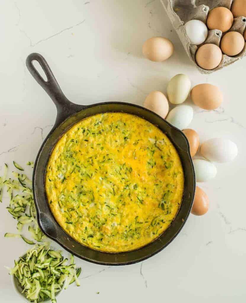 Pan of zucchini egg bake