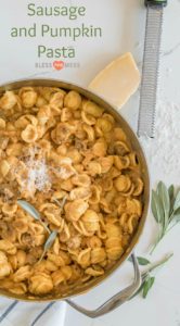 Rich and creamy Sausage and Pumpkin Pasta made with ground sausage, pumpkin puree, garlic, sage, and lots of Parmesan cheese is comfort food at it's best. 