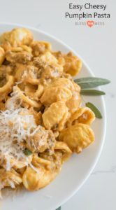 Rich and creamy Sausage and Pumpkin Pasta made with ground sausage, pumpkin puree, garlic, sage, and lots of Parmesan cheese is comfort food at it's best. 