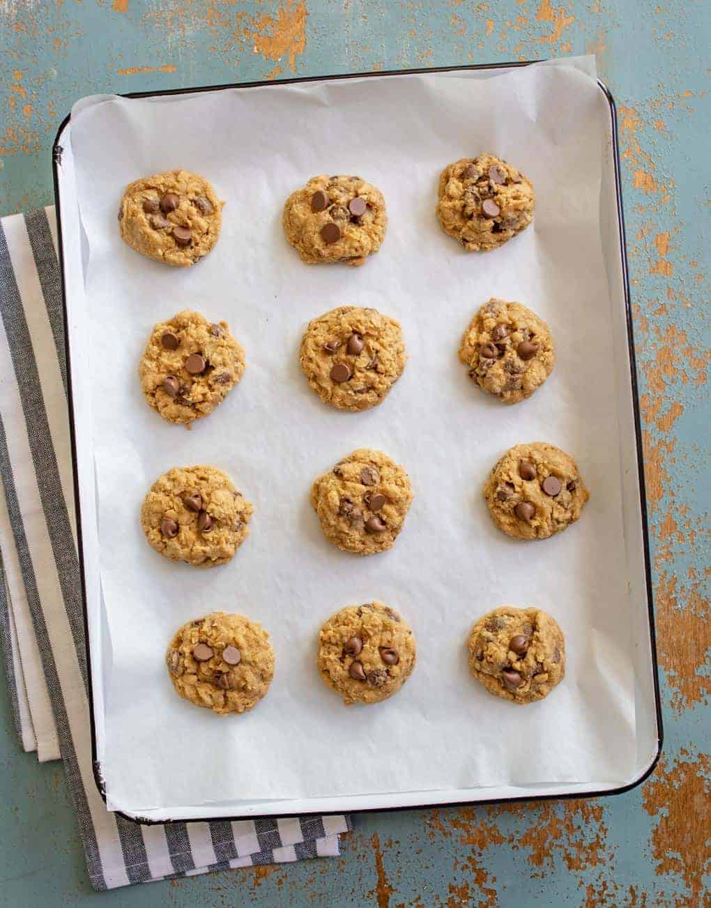 Our favorite soft and chewy homemade Oatmeal Chocolate Chip Cookies made with butter, old-fashioned rolled oats, and lots of chocolate chips!