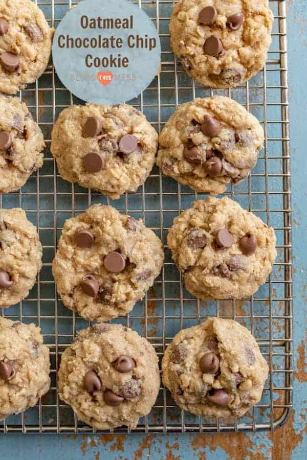 Our favorite soft and chewy homemade Oatmeal Chocolate Chip Cookies made with butter, old-fashioned rolled oats, and lots of chocolate chips!
