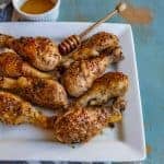 Image of a Plate of Honey Mustard Baked Chicken Legs