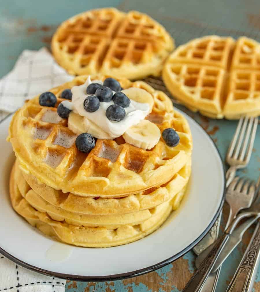 Extra Light and Fluffy Belgian Waffle Recipe that are sure to be the best waffles you've ever had thanks to taking a few extra minutes to whip the egg whites before adding them to the batter.