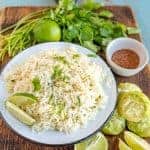 Flavorful Cilantro Lime Rice made in the Instant Pot with loads of bright lime and cilantro flavor and done in less than 30 minutes.