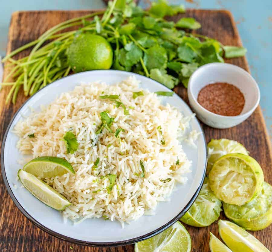 Flavorful Cilantro Lime Rice made in the Instant Pot with loads of bright lime and cilantro flavor and done in less than 30 minutes.