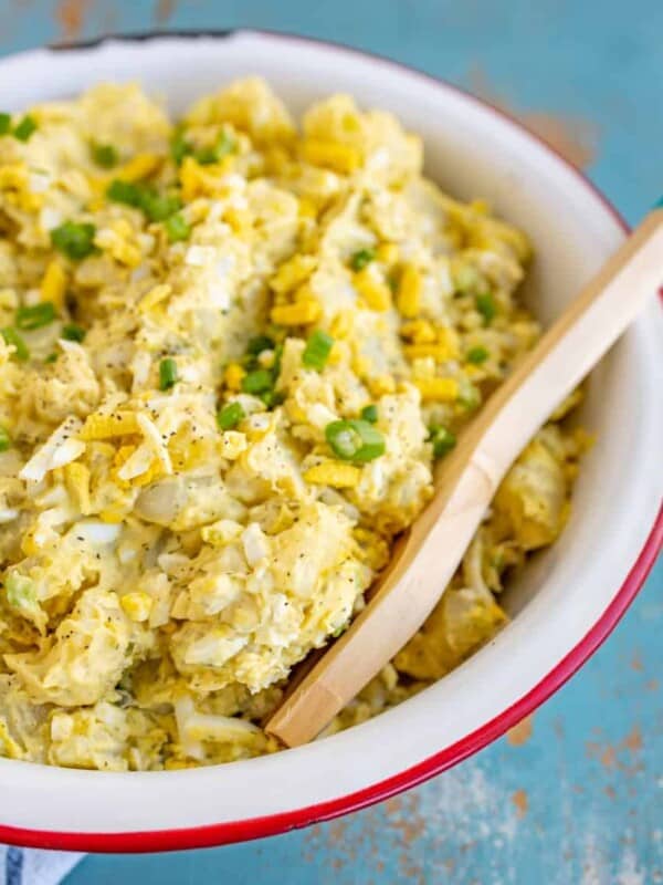 It doesn't get better than these tried and true flavors of starchy potato, chopped egg, and green onion tossed in a dill, celery, mayo, and mustard sauce in my Classic Potato Salad Recipe.