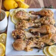 Delicious lemon garlic baked chicken legs that are full of flavor, easy to make, and loved by the whole family. One of our favorite baked chicken legs recipes!