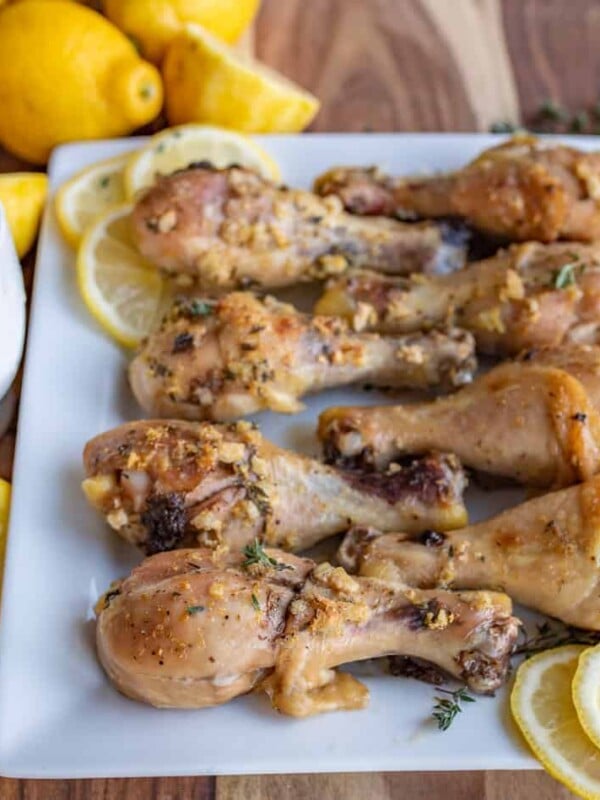 Delicious lemon garlic baked chicken legs that are full of flavor, easy to make, and loved by the whole family. One of our favorite baked chicken legs recipes!