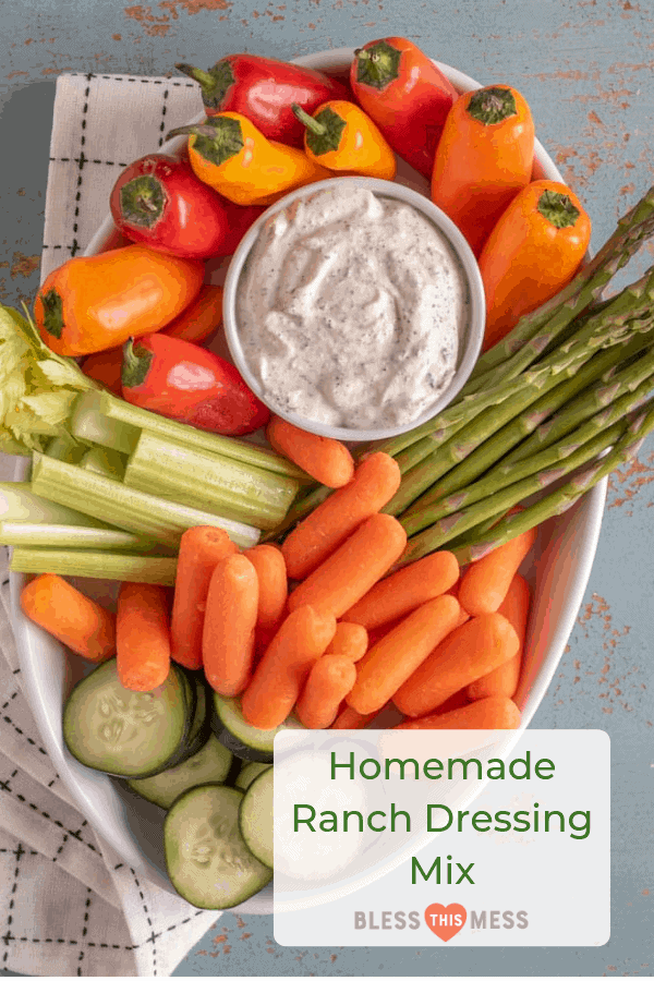 ranch dressing surrounded by fresh vegetables