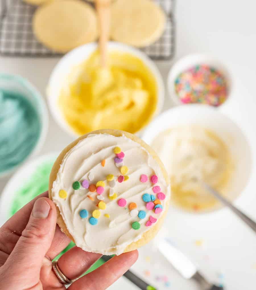 My Favorite Frosting for Sugar Cookies is buttery, creamy, and fluffy to ice your favorite cookies or any other dessert that calls for simple icing.