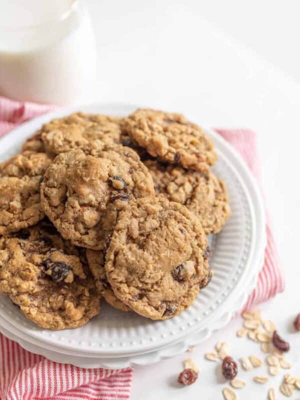 These classic and Amazing Oatmeal Raisin Cookies feature ultra-plump raisins, two types of oats, chopped pecans, and the perfect blend of sweetness and warm spices.