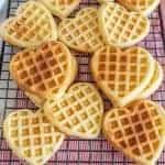 The Best Classic Waffles Recipe with heart shaped waffles.