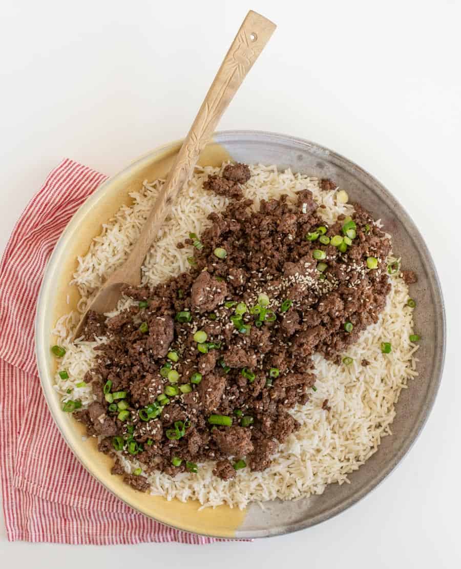 Super flavorful and simple to toss together, Easy Korean Ground Beef and Rice is a staple weeknight meal that the whole family will love.