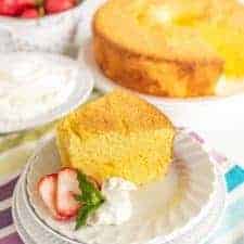 Lemon Chiffon Cake is like a zesty combination of pound cake and angel food cake... It's light, fluffy, and citrusy without any fussiness.