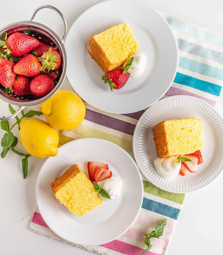 Lemon Chiffon Cake is like a zesty combination of pound cake and angel food cake... It's light, fluffy, and citrusy without any fussiness.