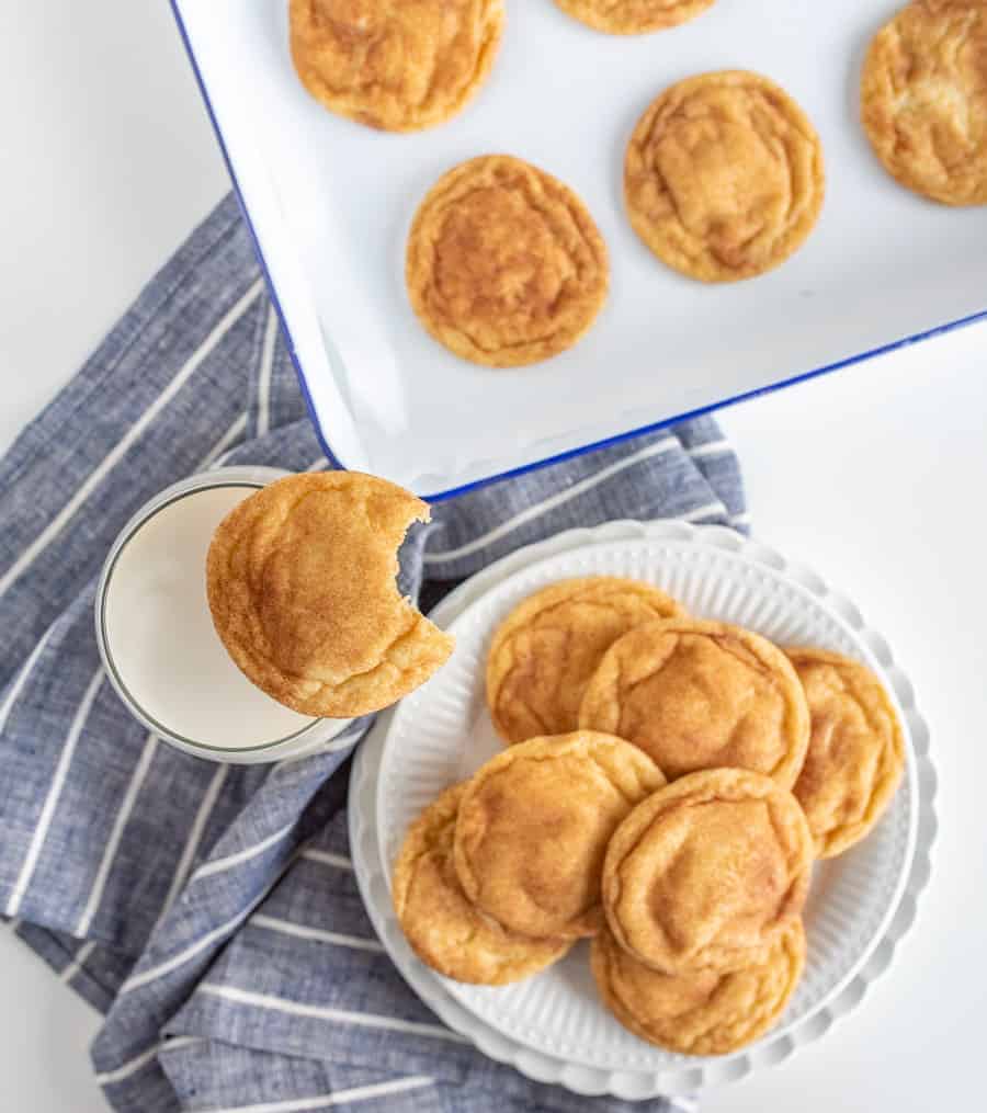 Chewy and decadent, Extra Soft Snickerdoodle Cookies are sweet and buttery with a lovely kick of warmth from the cinnamon-sugar coating.