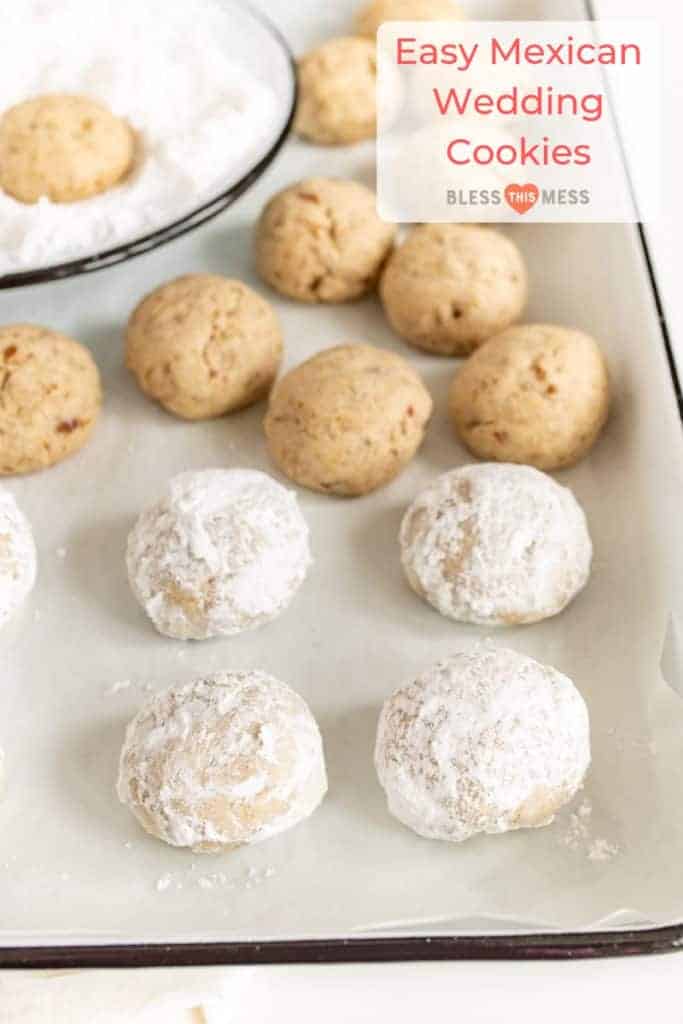 These bite-sized Easy Mexican Wedding Cookies are festive pops of a sweet and nutty dessert that isn't over-the-top rich. #mexicanweddingcookies #easybaking #simpledesserts