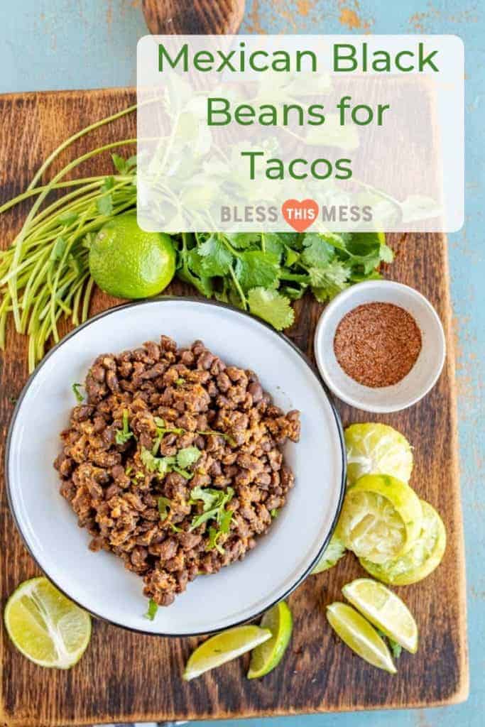 Quick and easy Mexican Black Beans for Tacos and for a side to all your favorite Tex-Mex dishes, made with canned black beans and lots of vibrant seasonings. #blackbeans #texmex #mexicansiderecipe