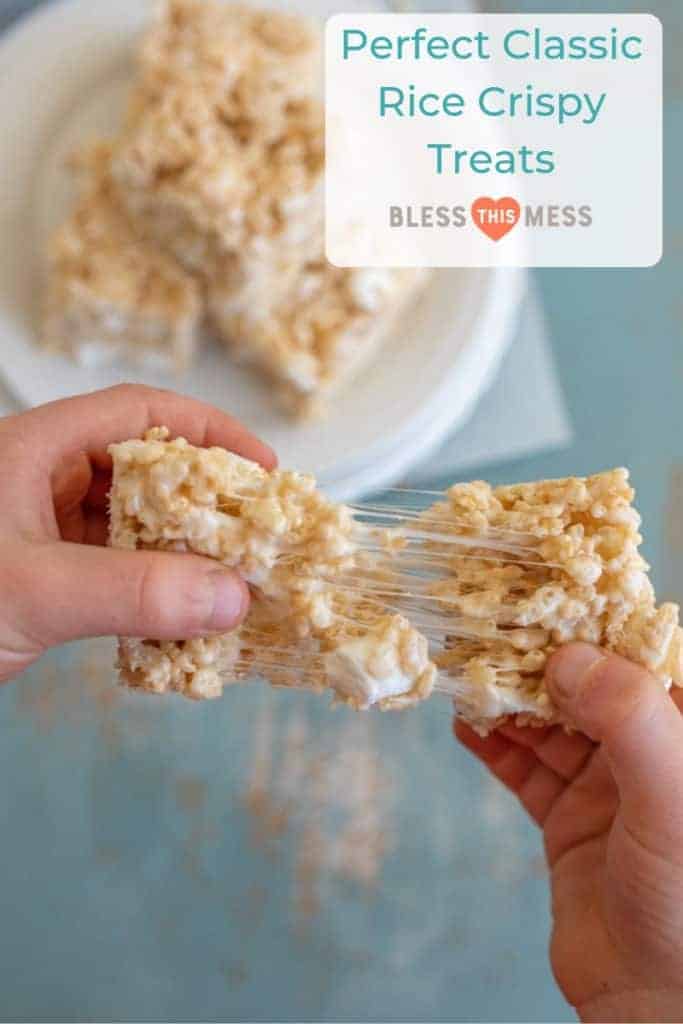 text reads "perfect classic rice crispy treats"