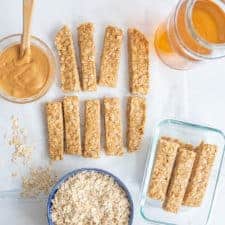 Image of 4 Ingredient Peanut Butter Honey Granola Bars.