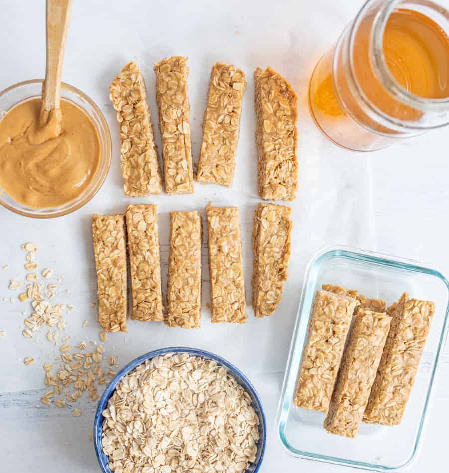 Image of 4 Ingredient Peanut Butter Honey Granola Bars