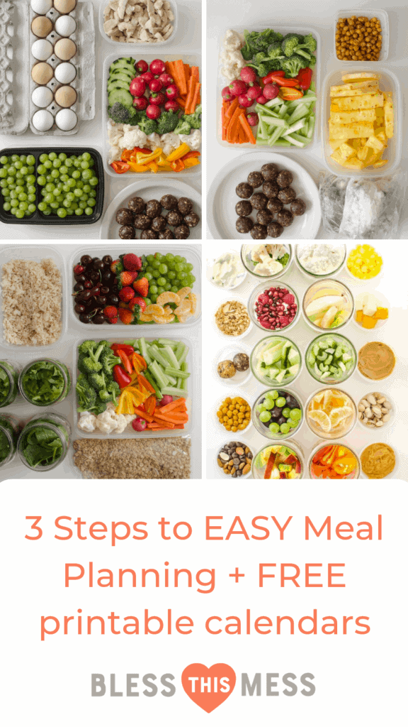 Meal planning doesn't require blood, sweat, and tears -- with my guide and free printable calendars, you can experience my busy-proof, tried-and-true 3 steps to EASY meal planning ASAP!