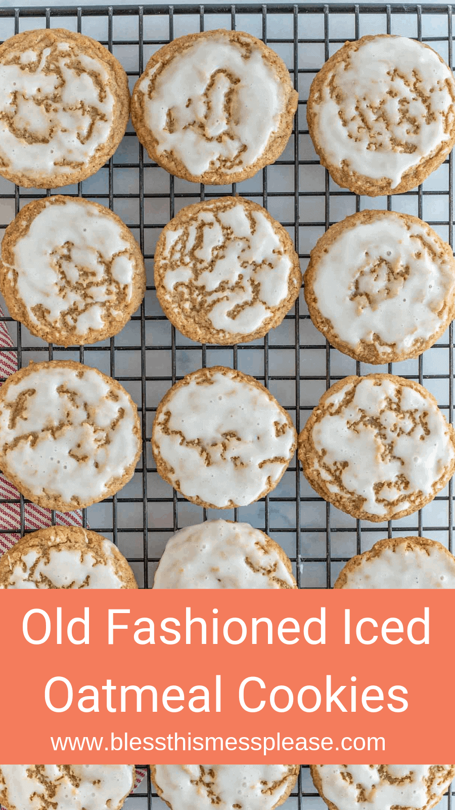 These old fashioned iced oatmeal cookies are the most charming little sweets and have a lovely balance of warm spices and sweet icing!