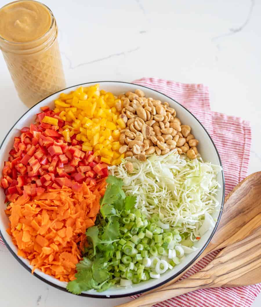 Fresh and crunchy with a dangerously addicting dressing, this Thai chopped salad with the best peanut dressing is everything you could want and beyond in a salad.