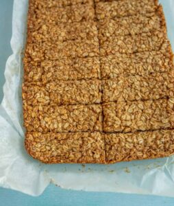 parchment lined board with granola bars