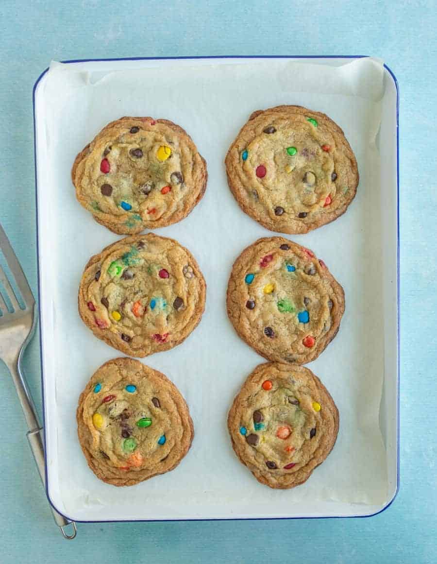 Giant Chocolate Chip Cookie Smothered in M&M's – Madison K Cookies