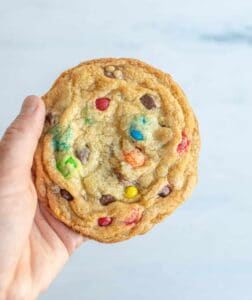 Giant M&M Chocolate Chip Cookies
