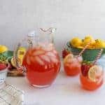 Homemade strawberry lemonade is a sweet and fruity refreshment for hot summer days and long afternoons in the sun!