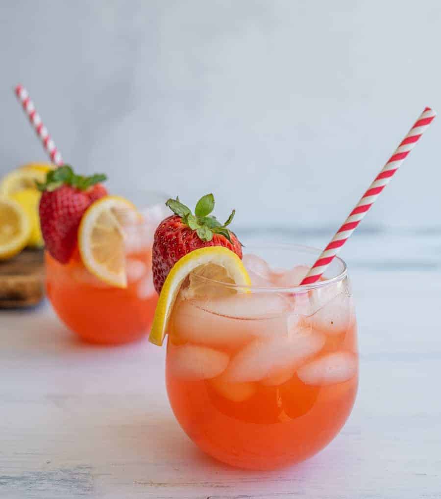 Homemade strawberry lemonade is a sweet and fruity refreshment for hot summer days and long afternoons in the sun!