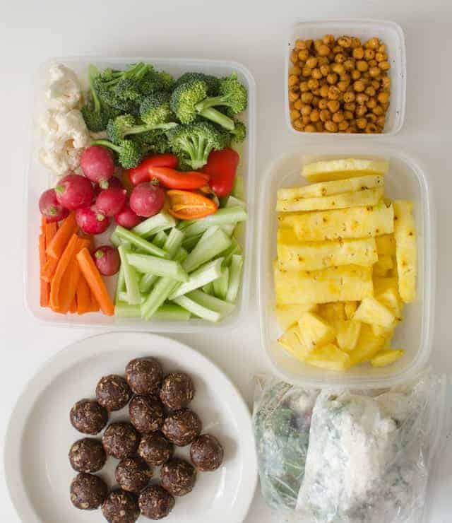 boxes with prepped food.